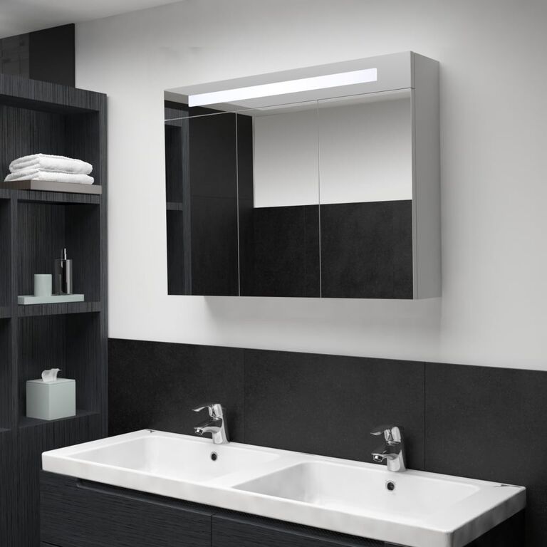 vidaXL LEDiga vannitoa peegelkapp, 88 x 13 x 62 cm