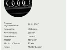 2007, Audi A4 1,6 Bensiin 75kw, LS 176826km