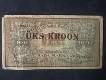 100 marka 1923 (ületrükk ÜKS KROON 1928)