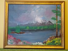 Akrüülmaal "Kevadhetk mägijärvega"