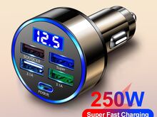 250W PD USB 5 Ports Car Charger