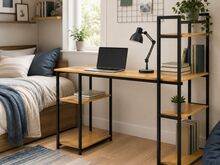 Loft stiilis kirjutuslaud-arvutilaud riiulitega