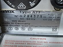 Revox A77 3 Motor 2 Speed Reel to Reel Tape Record
