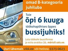 Õpi töökohapõhises õppes 6 kuuga bussijuhiks!