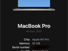 Macbook Pro 16" M1 32GB RAM 1TB HDD