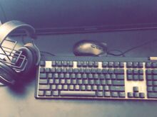 Kõrvaklapid, klaviatuur, hiir ja hiirematt