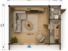 Kaasaegne kolme ruumiga aiamaja – 22,84 m2