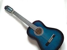Uus sinine kitarr 4/4 + kott, häälestaja