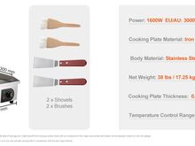 PLAATGRILL 3000W 220V (grillplaat 54x30cm)