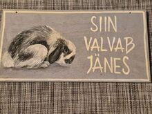 Küülik maja/aed/puur silt - Siin valvab Jänes