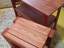 Стол и табурет из бруса.
