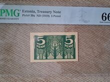 Эстония 5 пенни 1919 PMG66