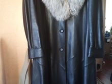 Кожаное пальто с мехом, XL