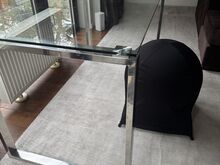 Klaasist ja terasest kirjutuslaud / söögilaud