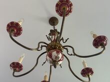 Романтическая потолочная люстра из фарфора и латуни