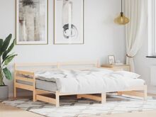 vidaXL päevavoodi väljatõmmatava osaga, 90 x 200 cm, männipuit