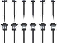 Päikesepatareiga õue LED-lambi komplekt 12 tk jalaga 8,6 x 8,6 x 38 cm