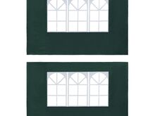 vidaXL peotelgi külgseinad 2 tk, aknaga, PE, roheline