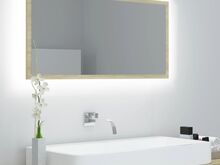 vidaXL LED vannitoa peeglikapp, Sonoma tamm, 90x8,5x37 cm, akrüül