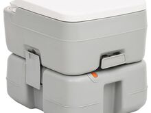 vidaXL kaasaskantav matkatualett, hall ja valge, 15+10 l, HDPE