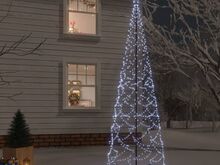 vidaXL koonusekujuline jõulupuu, külm valge, 1400 LEDi, 160 x 500 cm