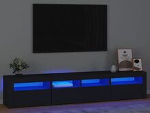 vidaXL telerialus LED-tuledega, must, 210x35x40 cm