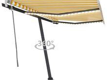 vidaXL käsitsi sissetõmmatav varikatus, LED, 300x250, kollane ja valge