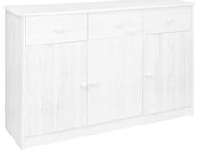 vidaXL puhvetkapp, 3 sahtlit, valge, 113 x 35 x 73 cm, männipuit