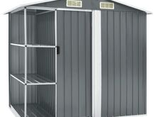 vidaXL aiakuur riiulitega hall 205 x 130 x 183 cm, raud