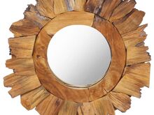 vidaXL seinapeegel, 40 cm, tiikpuu, ümmargune