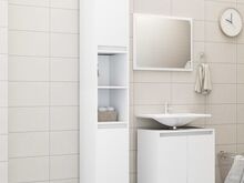 vidaXL 3-osaline vannitoamööbli komplekt, valge, tehispuit