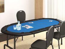 vidaXL kokkupandav pokkeri lauaplaat 10 mängijale, sinine 208x106x3 cm