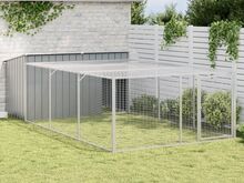 vidaXL koerakuut aedikuga, antratsiithall, 197 x 396 x 110 cm, teras