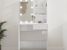 vidaXL tualettlaud LEDiga, kõrgläikega valge, 74,5 x 40 x 141 cm