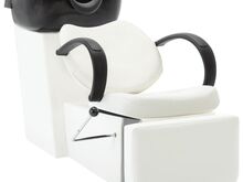 vidaXL juuksurisalongi peapesutool valamuga, must ja valge, kunstnahk