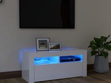 vidaXL telerialus LED-tuledega, kõrgläikega valge, 90 x 35 x 40 cm