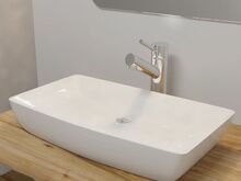 Luksuslik keraamiline kraanikauss ristkülikukujuline valge 71 x 39 cm
