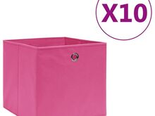 vidaXL mittekootud kangast hoiukastid 10 tk, 28 x 28 x 28 cm, roosa
