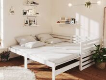 vidaXL väljatõmmatav päevavoodi ilma madratsita, valge, 2x(90x200) cm