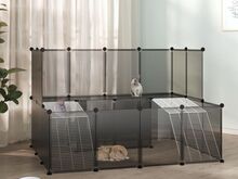 vidaXL väikelooma aedik, must, 143 x 107 x 93 cm, PP ja teras