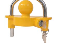 vidaXL järelhaagise lukk 2 võtmega, teras ja alumiiniumisulam, kollane