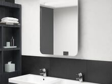 vidaXL LED-idega vannitoa peegelkapp, valge ja tamm, 60 x 11 x 80 cm