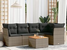 vidaXL 6-osaline aiadiivani komplekt patjadega, hall, polürotang