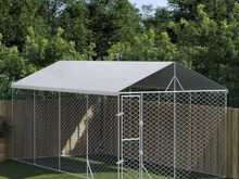 vidaXL katusega koeraaedik, hõbedane, 3x6x2,5 m, tsingitud teras