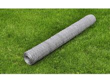 vidaXL võrkaed, tsingitud teras, kuusnurkne, 1 x 25 m, hõbedane