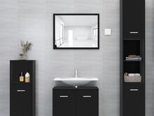 vidaXL 4-osaline vannitoamööbli komplekt, must, puitlaastplaat