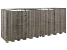 vidaXL nelja prügikasti kuur, hall, 274 x 80 x 117 cm, polürotang