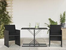 vidaXL 3-osaline bistrookomplekt patjadega, must, polürotang