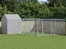 vidaXL katusega koeraaedik, hõbedane, 6x6x2,5 m, tsingitud teras