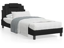 vidaXL voodi koos madratsiga, must, 90x200 cm, kunstnahk